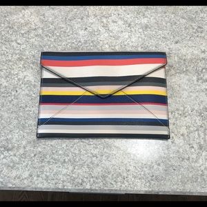 Rebecc Minkoff multi-colored striped clutch